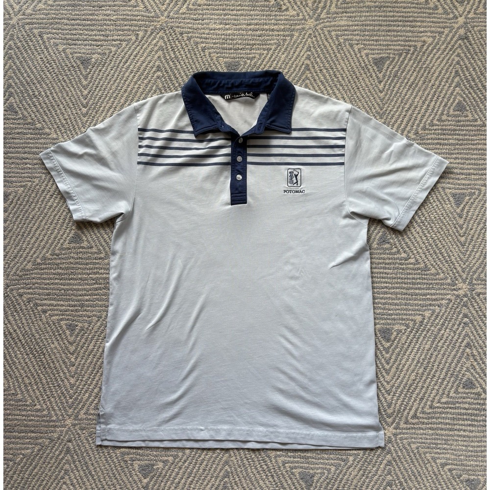 Travis Mathew TPC Potomac Polo Shirt - Blue/Blue‎ Stripe - Large